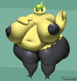 anthro beak belly belly_overhang big_breasts breasts female female_anthro genitals gesture green_beak huge_breasts nipples obese overweight pokemorph sagging_breasts solo vulva waving waving_at_viewer toonyjuice nintendo pokemon browt generation_10_pokemon pokemon_(species) 2026 absurd_res hi_res signature
