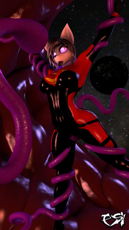 anthro big_breasts black_hair blue_latex bodysuit breasts clothed clothed_anthro clothed_female clothing female fur hair hypnosis hypnotic_tentacles latex latex_bodysuit latex_clothing latex_skinsuit mind_control multicolored_bodysuit multicolored_clothing multicolored_skinsuit pink_eyes red_latex restrained restrained_by_tentacles skinsuit solo space superhero tentacle_around_arm tentacle_around_leg tentacle_on_crotch tentacles tight_clothing white_body white_fur yellow_latex psikokinetic warfaremachine_(modeler) natsumi_mercier supergirl canid canine demon mammal 2024 3d_(artwork) 4k 9:16 absurd_res digital_media_(artwork) hi_res source_filmmaker_(artwork)