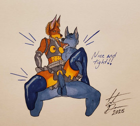 4_toes 5_fingers abs anthro athletic athletic_anthro athletic_female ball_tuft balls belt big_nipples black_body black_fur black_penis bodily_fluids breasts brown_body brown_eyes brown_fur brown_hair brown_nipples claws clothed clothing collar cowgirl_position cropped_ears dress duo ear_piercing ear_ring erection exposed_breasts feet female female_on_top female_penetrated finger_claws fingers from_front_position fur genitals gloves hair handwear humanoid_genitalia humanoid_penis inside latex latex_clothing leather leg_grab legwear looking_pleasured maid_uniform male male/female male_on_bottom male_penetrating male_penetrating_female mohawk muscular muscular_thighs narrowed_eyes navel navel_piercing nipples nude on_bottom on_top partially_clothed penetration penis piercing pubes reverse_cowgirl_position ring_piercing saliva sex shaking shivering short_hair skimpy small_breasts spread_legs spreading stockings text toes tongue tongue_out tuft uniform vaginal vaginal_penetration vein veiny_penis vulva bikerboyart dressuptober nuria_bernat skoll_wernersson canid canine canis dobermann domestic_dog mammal pinscher wolf 2025 colored english_text hi_res painting_(artwork) traditional_media_(artwork) traditional_painting_(artwork)