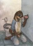 anthro arm_hair bathroom big_penis blue_eyes bodily_fluids body_hair bottomwear bottomwear_down brown_body brown_fur clothed clothing cum cum_drip cum_in_mouth cum_inside cum_on_clothing cum_on_face dripping duo erection feet fellatio floppy_ears forearm_hair forearms foreskin fur genital_fluids genitals glory_hole golden_shower hairy_legs half-erect handjob hindpaw humanoid_genitalia humanoid_penis kneeling male male/male male_peeing masturbation open_mouth oral overflow pants pants_down partially_clothed paws peeing penile penile_masturbation penis pubes public_restroom realistic_penis_size restroom_stall sex short_story submissive tongue tongue_out unretracted_foreskin urine urine_in_mouth urine_on_belly urine_on_chest watersports wet sicklyhypnos mahingan lagomorph leporid mammal rabbit painting_(artwork) story story_in_description traditional_media_(artwork) traditional_painting_(artwork) traditional_watercolor_(artwork) watercolor_(artwork)