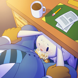 5_fingers all_fours anthro anthro_on_anthro anthro_penetrated anthro_penetrating anthro_penetrating_anthro balls bent_legs beverage blush bodily_fluids clothed clothed/nude clothed_male clothing coffee cum cum_in_mouth cum_inside cum_on_balls cum_on_body cum_on_face cum_on_penis desk duo ear_grab ear_pull erection fellatio fingers fur furniture genital_fluids genitals grabbing_both_ears hands_on_ears long_ears male male/male male_penetrated male_penetrating male_penetrating_male mostly_nude necktie nude on_ground one_eye_closed open_mouth oral oral_penetration orgasm overweight pencil_(object) penetration penile penile_penetration penis sex sharp_teeth sitting size_difference spread_legs spreading sucking suit table teeth thick_penis thick_thighs under_table vein veiny_penis gerrkk sam_and_max max_(sam_and_max) samuel_dog canid canine canis domestic_dog lagomorph leporid mammal rabbit 1:1 hi_res