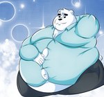 anthro belly big_belly black_nose bottomwear clothing male obese obese_male overweight overweight_male pants shirt solo topwear white_body baobaopangoro aggretsuko sanrio shirota_(aggretsuko) bear mammal polar_bear ursine 2022