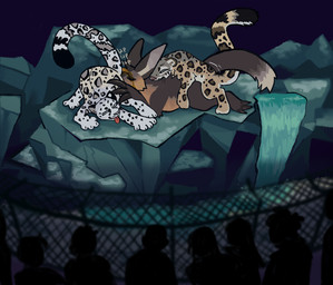 ambiguous_gender anal anthro anthro_on_feral bestiality bite bodily_fluids dipstick_tail enclosure feral from_behind_position fur genital_fluids group group_sex hair lying male male_penetrating markings neck_bite oral penetration penile penile_penetration rimming scruff_bite sex spectators tail tail_markings threesome tongue tongue_out trio urine urine_on_face guncht korwin felid mammal pantherine snow_leopard