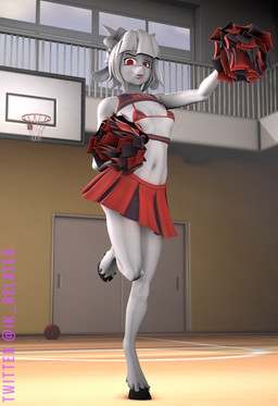anthro breasts cheerleader_outfit clothed clothing female fur gym hair horn looking_at_viewer not_furry red_eyes revamped_anthros small_breasts solo white_body white_fur white_hair ik_related convent_of_hell helltaker goat_lucifer_(helltaker) bovid caprine demon goat mammal 3d_(artwork) digital_media_(artwork) hi_res source_filmmaker_(artwork)
