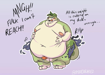 anthro aroused_face belly belly_grab big_belly big_butt big_moobs bodily_fluids bottomwear boxers_(clothing) brown_nose buried_penis bursting_out_of_clothing butt can't_reach circle_eyebrows clothed clothing cum dialogue double_chin erection expansion eyebrows facial_markings facial_spots fat_rolls floppy_ears fur genital_fluids genitals green_body green_eyes green_fur hair head_markings head_tuft leaking_cum male markings moan moobs morbidly_obese navel neck_tuft nipples obese obese_anthro obese_male onomatopoeia open_mouth overweight overweight_anthro overweight_male pawpads paws penis pink_nipples simple_background solo sound_effects standing tan_body tan_fur tearing_bottomwear tearing_clothing tearing_underwear text thick_thighs tongue topless torn_clothing tuft underwear wardrobe_malfunction weight_gain chiffoncakez chiffon_(chiffoncakez) canid canine canis domestic_dog mammal digital_drawing_(artwork) digital_media_(artwork) english_text hi_res signature