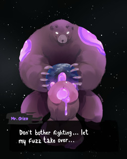 anthro balls big_balls big_penis bodily_fluids corruption dialogue dialogue_box earth erection fur genital_fluids genitals glans glowing glowing_eyes hand_on_planet holding_planet huge_balls huge_penis humanoid_genitalia humanoid_penis hyper hyper_balls hyper_genitalia hyper_penis in_space macro male nude penis planet planet_dwarfing precum slime smile solo space star terra_macro text unusual_bodily_fluids unusual_genital_fluids unusual_precum snackable nintendo splatoon mr._grizz bear brown_bear grizzly_bear mammal ursine 2022 4:5 absurd_res artist_name digital_media_(artwork) english_text hi_res