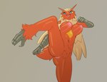 anthro anus big_breasts breasts feathers feet female fighting_pose fist genitals looking_aside motion_lines nipples one_leg_up open_mouth pose pussy raised_leg solo talons toes jokoifu nintendo pokemon blaziken generation_3_pokemon pokemon_(species) hi_res