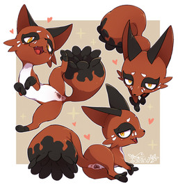 animal_genitalia animal_vulva anus black_body black_ears black_fur black_nose black_tail_tip blush blush_lines bodily_fluids canine_genitalia canine_vulva cute_fangs dipstick_tail fangs female feral fur genital_fluids genitals heart_symbol markings open_mouth paws red_body red_fur red_tail spread_legs spreading tail tail_markings teeth vaginal_fluids vulva yellow_eyes cotora nintendo pokemon generation_8_pokemon mammal nickit pokemon_(species) absurd_res alternate_version_at_source hi_res