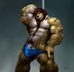 2013 abs anthro astro_(marxeen) balls beard biceps big_balls big_muscles big_penis black_fur body_hair body_markings bodybuilder braford brown_fur chest_tuft clothing facial_hair facial_piercing feline flaccid flexing fur green_background grin hair hairy happy_trail hybrid liger lion looking_at_viewer male mammal markings marxeen muscles nipples nose_piercing nose_ring pecs penis piercing plain_background pole pose presenting pubes red_hair smile solo speedo standing stripes stripper swimsuit tan_fur teeth thong tiger topless torn_clothing tuft underwear
Rating: Explicit
Score: 9
User: Munkelzahn
Date: June 14, 2013