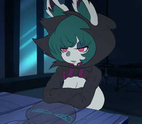 alternative_fashion animal_ears animal_nose animated_webp areola bangs big_breasts biped black_clothing black_eyeshadow black_hoodie black_lips black_nails black_nose black_topwear bottomless bottomless_female bottomless_humanoid bouncing_breasts breast_drop breast_rest breasts breasts_on_face clothed clothed_female clothed_humanoid clothing colored_nails curvy_figure detailed_background dizzy ear_tuft exposed_breasts eyelashes eyeshadow female female_humanoid fingernails fingers fluffy_ears front_view frown fur furgonomic_headwear furgonomics furniture green_hair green_inner_ear green_pubes grey_body grey_ears grey_skin hair half-closed_eyes holding_breast hoodie huge_breasts lips long_sleeves looking_aside looking_at_viewer makeup mostly_nude mostly_nude_female mostly_nude_humanoid mouth_closed nails narrowed_eyes navel nipples no_underwear oversized_clothing partially_clothed partially_clothed_female pink_areola pink_eyes pink_nipples presenting presenting_breasts pubes short_hair shortstack solo star table thick_thighs topwear topwear_only tuft wide_hipped_female wide_hipped_humanoid wide_hips cranihum league_of_legends riot_games tencent shadow_(lol) vex_(lol) humanoid shadow_creature yordle 2025 2d_animation animated digital_media_(artwork) frame_by_frame