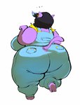 anthro big_breasts big_butt biped black_hair blue_hair breasts butt clothed clothing ear_piercing fat_arms feet female fur furgonomics hair huge_breasts huge_butt huge_hips huge_thighs obese obese_anthro obese_female one_leg_up overalls overweight overweight_anthro overweight_female piercing purple_body purple_fur purple_tail raised_leg rear_view simple_background solo tail thick_thighs tight_clothing white_background wide_hips fapolantern undertale_(series) catty_(undertale) domestic_cat felid feline felis mammal full-length_portrait portrait unavailable_at_source