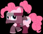 absurd_res accessory alpha_channel clothing crossover cupcake earth_pony equid equine female feral fethur food friendship_is_magic fur hasbro headband hi_res horse kunai mammal my_little_pony naruto ninja pink_body pink_fur pinkie_pie_(mlp) pony simple_background solo transparent_background warrior weapon