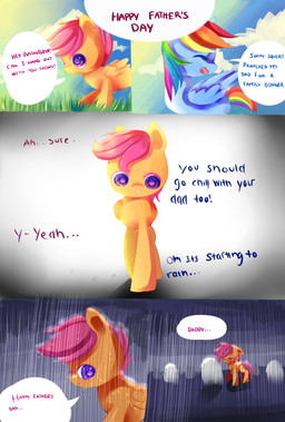 aquagalaxy blue_fur comic crying cub dialog english_text equine eyes_closed female feral friendship_is_magic fur grass grave graveyard hair horse long_hair multi-colored_hair my_little_pony open_mouth orange_fur outside pegasus pony purple_eyes purple_hair rain rainbow_dash_(mlp) rainbow_hair sad scootaloo_(mlp) smile text tombstone wet wings young
Rating: Safe
Score: 7
User: Deatron
Date: December 02, 2013