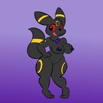 anthro anthrofied big_breasts breasts female genitals happy jewelry looking_at_viewer necklace nipples nude open_mouth open_smile pokemorph purple_background pussy simple_background smile solo wide_hips sleepyly nintendo pokemon eeveelution generation_2_pokemon pokemon_(species) umbreon 1:1 hi_res