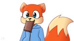 anthro blue_eyes candy chewing chocolate chocolate_bar clothed clothing daww dessert eating eating_food food food_in_mouth fur looking_at_viewer male simple_background smile solo teeth white_background young young_anthro yoshiyoshi700 conker's_bad_fur_day rareware conker chipmunk ground_squirrel mammal rodent sciurid tree_squirrel animated headshot_portrait hi_res portrait short_playtime