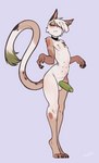 anthro belly_nipples collar collar_only femboy genitals green_penis male nude penis raised_arm solo tail nekodoiko pasufani domestic_cat felid feline felis mammal absurd_res hi_res