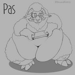 ambiguous_gender anthro belly big_belly curled_horn ear_piercing eyewear eyewear_only fur gaming gauged_ear glasses glasses_only holding_console holding_object holding_switch hooves horizontal_pupils horn love_handles morbidly_obese morbidly_obese_ambiguous morbidly_obese_anthro navel nude obese obese_ambiguous obese_anthro overweight overweight_ambiguous overweight_anthro piercing playing_video_game pupils sitting solo text thick_thighs wearing_glasses wide_hips wool_(fur) dragontzin nintendo_switch_lite bovid caprine domestic_sheep mammal sheep 1:1 absurd_res english_text hi_res line_art monochrome