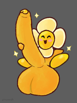 balls big_balls big_penis blush blush_stickers clothing erection eyes_closed flower footwear foreskin genitals glans golden_body grey_background huge_balls huge_penis humanoid_genitalia humanoid_penis hyper hyper_balls hyper_genitalia hyper_penis male open_mouth open_smile penis penis_squish plant shoes simple_background smile solo sparkles pincoosh mario_bros nintendo paper_mario amazy_dayzee elemental_creature flora_fauna flower_creature digital_media_(artwork) signature