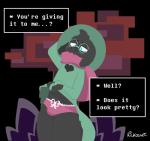 anthro black_body black_fur blush bulge clothed clothing clothing_lift crossdressing dress dress_lift embarrassed eyewear femboy fur glasses male panties pink_clothing pink_panties pink_underwear plant ribbons robe scarf solo standing text tree underwear rickochet deltarune undertale_(series) ralsei bovid caprine darkner goat mammal 2018 absurd_res digital_media_(artwork) english_text hi_res