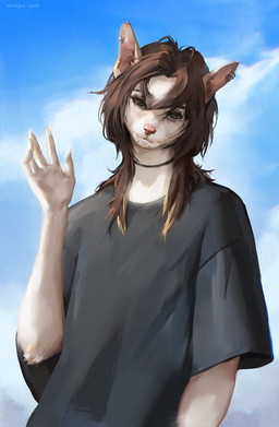 anthro biped clothed clothed_anthro clothed_female clothing cloud day female fingers front_view fur hair looking_at_viewer outside piercing sky solo mcrepsi lemur mammal primate ring-tailed_lemur strepsirrhine 2026 digital_drawing_(artwork) digital_media_(artwork) hi_res