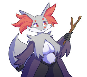 anthro belly big_belly big_breasts biped black_body black_fur breasts convenient_censorship featureless_crotch female fingers fur grey_body grey_fur happy holding_object holding_stick humanoid_hands looking_aside looking_up multicolored_body multicolored_fur orange_eyes pokemorph purple_body purple_fur red_body red_fur simple_background slightly_chubby slightly_chubby_anthro slightly_chubby_female smile solo standing stick white_background white_body white_fur wide_hips vinael nintendo pokemon delphox generation_6_pokemon pokemon_(species) shiny_pokemon colored portrait shaded three-quarter_portrait