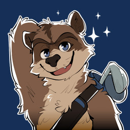 anthro black_nose blue_eyes brown_body brown_fur fangs fur golf_bag golf_club hand_behind_head looking_at_viewer male open_mouth simple_background smile solo sparkles sticker teeth whiskers hollonut dreamworks over_the_hedge rj_(over_the_hedge) mammal procyonid raccoon 1:1 2026 alpha_channel digital_drawing_(artwork) digital_media_(artwork) half-length_portrait portrait