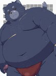 anthro asian_clothing belly big_belly bodily_fluids bulge clothing east_asian_clothing fundoshi japanese_clothing kemono male moobs navel overweight overweight_male red_clothing red_fundoshi red_underwear simple_background solo sweat underwear trail_arnak domestic_cat felid feline felis mammal 2024 hi_res