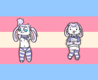 andromorph anthro body_pillow clothing collar dakimakura footwear genitals intersex legwear lgbt_pride mastectomy_scar multi_nipple nipples panties pattern_background pillow pride_color_background pride_colors scar shirt simple_background socks solo striped_background thigh_highs thigh_socks topwear transgender_pride_colors underwear visibly_trans vulva young young_anthro young_trans bunnyqueen lagomorph leporid mammal rabbit dakimakura_design hi_res trans_(lore) trans_man_(lore)