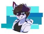 anthro brown_hair clothed clothing eyewear female glasses grin hair jacket multicolored_ears rectangular_glasses shirt smile solo t-shirt teeth topwear rainbowscreen ethan_(grinn3r) canid canine canis domestic_dog husky mammal nordic_sled_dog spitz 2020 digital_media_(artwork) hi_res