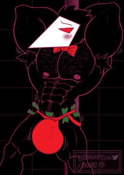 anthro armpit_hair blush body_hair bulge chest_hair clothing dancing hairy jockstrap male money money_in_underwear muscular muscular_male nipples pecs pole pole_dancing pubes shy simple_background solo underwear ryuni deltarune undertale_(series) swatchling absurd_res hi_res