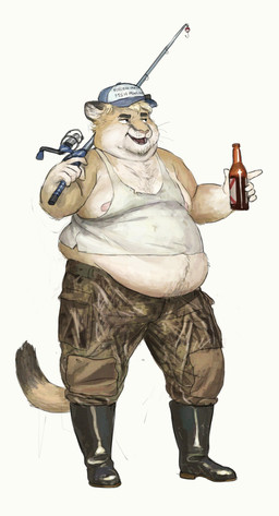 alcohol anthro baseball_cap beer belly beverage big_belly blonde_hair boots bottle bottomwear camo camo_bottomwear camo_clothing camo_pants camo_print clothing container fishing_rod footwear fur hair hat headgear headwear holding_beverage holding_bottle holding_container holding_object male moobs nipples obese obese_anthro obese_male open_mouth overweight overweight_anthro overweight_male pants pattern_bottomwear pattern_clothing pattern_pants shirt shoes simple_background solo standing tan_body tan_fur tank_top text topwear white_background white_body white_fur cettus tucker_(portlypigeon) cougar felid feline mammal 2020 english_text hi_res