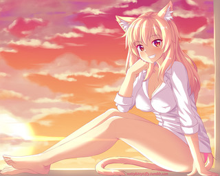 amber_eyes barefoot blonde_hair blush breasts cleavage clothed clothing cloud feet female hair inner_ear_fluff looking_at_viewer nipple_outline outside panties pink_clothing pink_panties pink_underwear sitting smile solo sun sunset tuft underwear fastrunner2024 tiffy_(fastrunner2024) animal_humanoid felid felid_humanoid humanoid mammal mammal_humanoid 2018 5:4 digital_media_(artwork) hi_res shaded