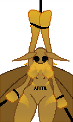 antennae_(anatomy) barcode barcode_tattoo bdsm bondage bound breasts female insect_wings multi_limb non-mammal_breasts nude solo submissive submissive_female tattoo wings darkestmirrored epsilon_13 alien arthropod insect lepidopteran moth low_res