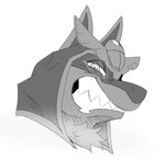 anthro clenched_teeth clothing decorative_scarab egyptian egyptian_clothing egyptian_headdress fangs fur headdress headgear headwear looking_at_viewer male narrowed_eyes snout solo teeth reagan700 nintendo pokemon khaba_(reagan700) generation_4_pokemon lucario pokemon_(species) 2022 greyscale headshot_portrait monochrome portrait