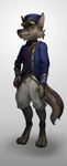 anthro clothing delivery_(commerce) delivery_employee gold_(metal) male oldschool postal_carrier postal_delivery realistic solo uniform thepimpartist canid canine canis domestic_dog mammal wolf hi_res