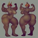 abs anthro big_breasts big_butt breasts butt female huge_butt muscular muscular_female nude pose tinder_(artist) canid canine mammal hi_res