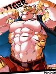 abs anthro clothed clothing fur male muscular muscular_anthro muscular_male open_clothing open_shirt open_topwear pecs shirt solo topwear vest 1boshi felid mammal pantherine tiger 2018 digital_media_(artwork)