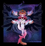 anthro big_breasts breasts cosmic_background curvy_female exposed_breasts female gills halo nipples non-mammal_breasts non-mammal_nipples solo space space_background spread_wings star tail thick_thighs wide_hips wings chewyennui amphibian axolotl marine mole_salamander salamander absurd_res alpha_channel hi_res