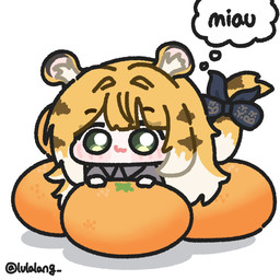 :3 accessory blonde_hair bow_ribbon chibi female food fruit furgonomics green_eyes hair micro plant ribbons solo tail tail_accessory tail_bow tail_ribbon tangerine_(fruit) thought_bubble lulalang mihoyo zenless_zone_zero ju_fufu animal_humanoid felid felid_humanoid humanoid mammal mammal_humanoid pantherine pantherine_humanoid tiger_humanoid 1:1 hi_res