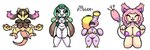 big_breasts blonde_hair blush breasts brown_hair brown_nipples eyes_closed female genitals green_eyes green_hair group hair looking_at_viewer multicolored_body nipples nude open_mouth pink_hair pink_nipples purple_nipples pussy tail yellow_nipples gdei nintendo pokemon abra generation_1_pokemon generation_3_pokemon nincada pokemon_(species) skitty whismur hi_res