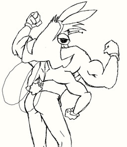 antennae_(anatomy) anthro butt clothed clothing crossdressing grim_(artist) male mullet muscular muscular_male playboy_bunny playboy_outfit solo wings disney the_buzz_on_maggie aldrin_pesky arthropod fly_(animal) insect