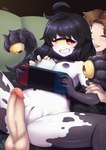 1_eye areola balls big_breasts big_penis black_areola black_clitoris black_hair black_nipples blush breasts clenched_teeth clitoris duo erection female gaming gaothunnfsw gazer_(mamono_girl_lover) genitals hair happy hi_res holding_nintendo_switch human human_on_humanoid humanoid humanoid_genitalia humanoid_penis humanoid_pussy imminent_sex interspecies male male/female mammal monster monster_girl_(genre) monstrous_humanoid nintendo nintendo_switch nipples nude open_mouth open_smile penis playing_video_game pussy signature smile teeth