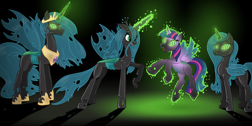 alternate_species corruption dominant dominant_female fangs feathered_wings feathers female feral fur glowing glowing_eyes green_eyes green_hair group hair horn hypnosis insect_wings long_hair magic mind_control multicolored_hair purple_body purple_feathers purple_fur teeth transformation wings mistresscelestia friendship_is_magic hasbro my_little_pony mythology princess_cadance_(mlp) princess_celestia_(mlp) queen_chrysalis_(mlp) twilight_sparkle_(mlp) arthropod changeling_(mlp) equid equine horse mammal mythological_creature mythological_equine winged_unicorn 2014 hi_res