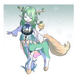 clothed clothed_taur clothing cloven_hooves eyes_closed female fur green_body green_fur green_hair hair hooves simple_background solo taur_clothing taurified white_clothing oldnight hololive hololive_en vtuber ceres_fauna deer deer_taur mammal mammal_taur taur full-length_portrait hi_res portrait