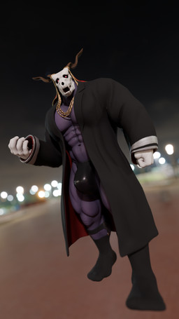 abs big_bulge black_clothing black_coat black_footwear black_socks black_topwear blurred_background bone bulge clothed clothing coat curled_horn fangs feet fist footwear garter_belt garter_belt_socks garter_straps gloves glowing glowing_eyes handwear horn looking_at_viewer male muscular muscular_male navel night open_clothing open_coat open_hand open_mouth open_topwear outside pecs pose purple_body red_eyes skull skull_head socks solo teeth topwear underwear white_clothing white_gloves white_handwear dtpncanidatronic chiefkaine_(modeler) the_ancient_magus'_bride elias_ainsworth demon humanoid monster 3d_(artwork) 9:16 blender_(artwork) blender_cycles_(artwork) digital_media_(artwork) full-length_portrait hi_res portrait