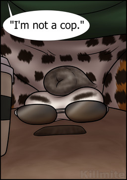 5_fingers animal_genitalia anthro balls big_balls biped black_border border bottomless close-up clothed clothing clothing_lift coffee_cup container crotch_shot cup detailed_background eyewear fake_mustache fingerless_(marking) fingers flashing fur furniture genitals gynomorph humanoid_hands humor intersex jaguar_spots markings multicolored_body multicolored_fur orange_body orange_fur pose sheath solo spots spotted_body spotted_fur sunglasses table text thick_thighs killmite pussy-cat_(meme) lexa_maxwell_(killmite) felid jaguar mammal pantherine 2026 colored digital_drawing_(artwork) digital_media_(artwork) english_text hi_res pinup shaded watermark