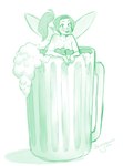 alcohol beer beer_mug beverage blush clothed clothing clover_(plant) container female hair holidays in_container in_cup in_glass insect_wings micro not_furry plant ponytail simple_background smile solo topwear wings beingobscene st._patrick's_day fairy humanoid 2020 absurd_res hi_res