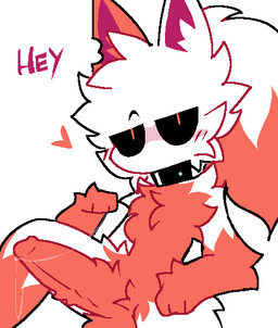 amber_(zephyzest) anthro arm_tuft bedroom_eyes big_penis bodily_fluids breasts cheek_tuft elbow_tuft facial_tuft fluffy fluffy_penis fluffy_shoulders fur genital_fluids genitals hair intersex leaking_precum long_hair narrowed_eyes orange_body orange_fur orange_penis penis precum precum_on_penis precum_string seductive shoulder_tuft small_breasts solo tail thick_thighs tuft white_body white_fur zephyzest canid canine fox mammal
