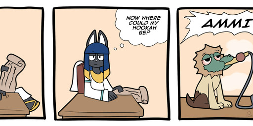 anthro bloodshot_eyes clothing dialogue dress drug_usage duo egyptian egyptian_clothing female feral footwear hookah male male/female reading sandals scroll shoes sitting smoke smoking tapping_fingers text thought_bubble usekh white_clothing white_dress bunchasticks egyptian_mythology garfield_pipe_meme middle_eastern_mythology mythology ammit anubis anubian_jackal canid canine canis chimera crocodile crocodilian deity hippopotamid jackal mammal reptile scalie absurd_res comic english_text hi_res