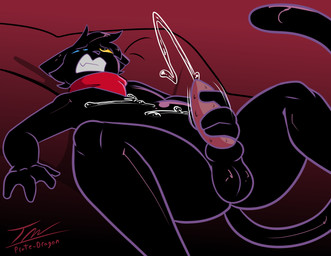 animal_genitalia animal_penis anthro balls black_body black_fur blue_eyes bodily_fluids clenched_teeth cum cum_on_self digitigrade ejaculation feline_genitalia feline_penis fur genital_fluids genitals heterochromia kerchief kerchief_only male masturbation mostly_nude orgasm penis pillow solo tail teeth yellow_eyes prate-dragon jack_(kingk70) domestic_cat felid feline felis mammal hi_res